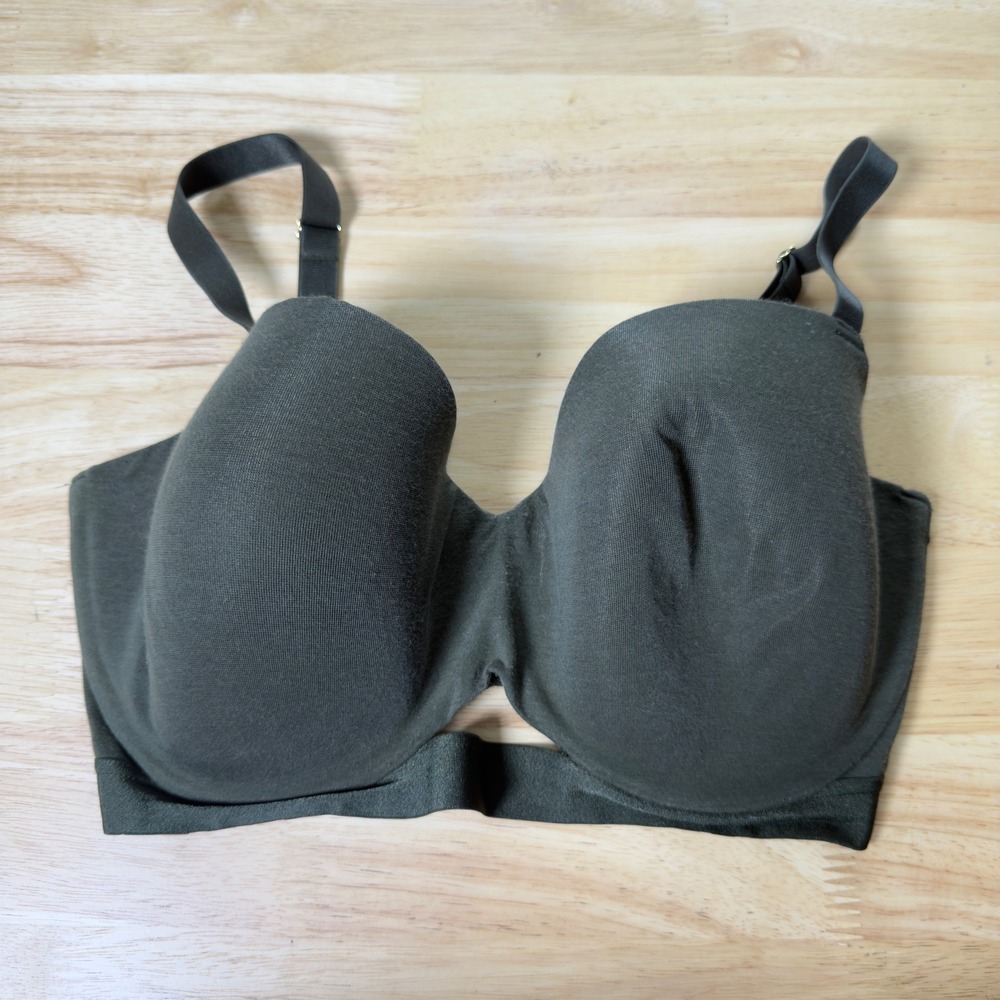 ThirdLove Women Cotton T-Shirt Bra 34F Olive Green Underwire 24/7 Coverage